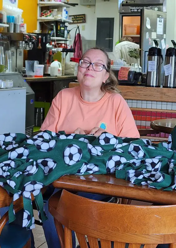 Maran Pearce from Maran Makes It working hard on a project in her office.